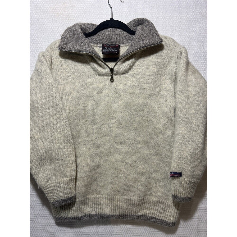 Vintage Norwool Norwegian 100% Wool 1/4 Zip Pullover Sweater Men's Size XS